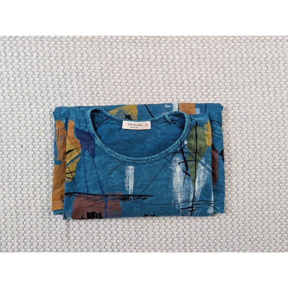 Jess & Jane Shirt Womens Medium Mineral Washed Tunic Patch Pocket 100% Cotton - Picture 9 of 9
